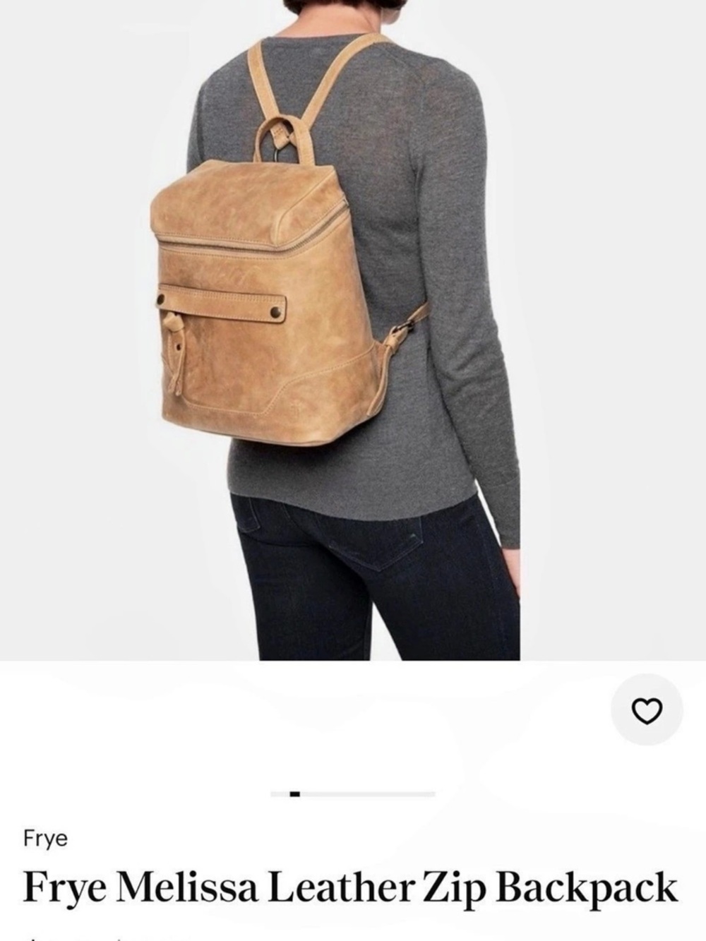 Frye Melissa Leather Zip Backpack Leather Backpack in Brown. Stored in the cloth